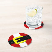 Santa Claus Belt Red Yellow and White Ronde Kartonnen Onderzetter (Insitu)