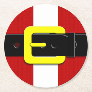 Santa Claus Belt Red Yellow and White Ronde Kartonnen Onderzetter