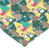 Santa Claus Beren Gold Star Pattern Christmas Korte Tafelloper (Hoek)