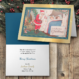 Santa Claus Bezoek Vintage Christmas Kaart