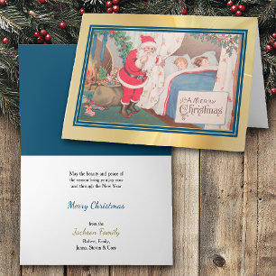 Santa Claus Bezoek Vintage Christmas Kaart