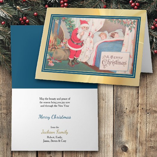 Santa Claus Bezoek Vintage Christmas Kaart