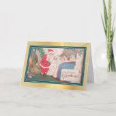 Santa Claus Bezoek Vintage Christmas Kaart (Voorkant)