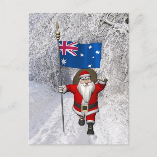 Santa Claus Bezoekend Australië Briefkaart (Voorkant)