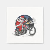 Santa Claus Biker US Flag Motorcycle kerstcadeau Servet (Voorkant)