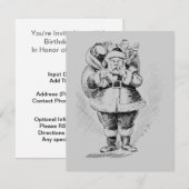 Santa Claus Black en White Illustration Kaart (Voorkant / Achterkant)