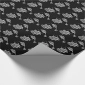 Santa Claus Black en White kersttypografie Cadeaupapier (Hoek)