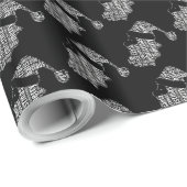 Santa Claus Black en White kersttypografie Cadeaupapier (Rol Hoek)