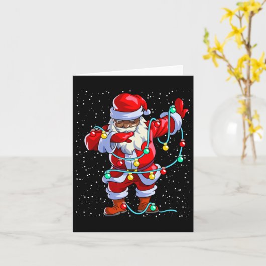 Santa Claus Black Kerstmis Afro African American Kaart (Gele Bloem)