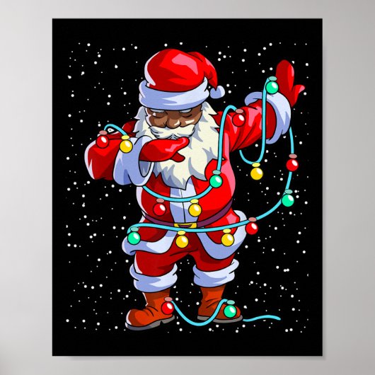 Santa Claus Black Kerstmis Afro African American Poster (Voorkant)