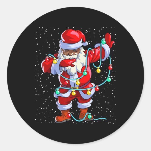 Santa Claus Black Kerstmis Afro African American Ronde Sticker (Voorkant)