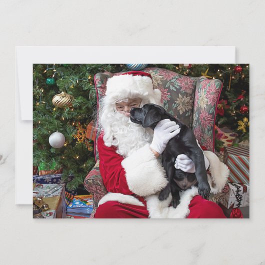 Santa Claus Black Lab Dog Christmas Cute Puppy Feestdagenkaart (Voorkant)