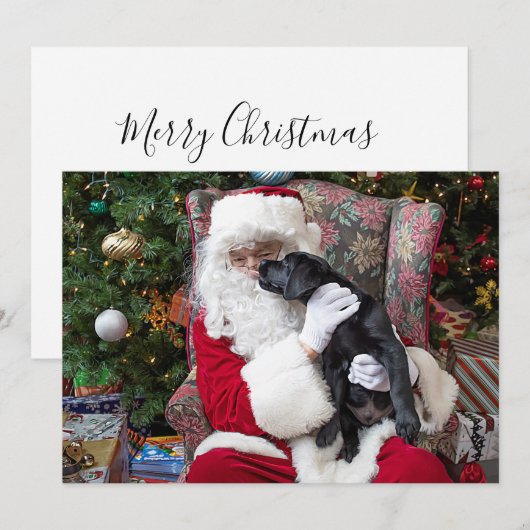 Santa Claus Black Lab Dog Christmas Cute Puppy Feestdagenkaart (Voorkant / Achterkant)