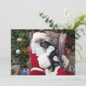 Santa Claus Black Lab Dog Christmas Cute Puppy Feestdagenkaart (Staand voorkant)