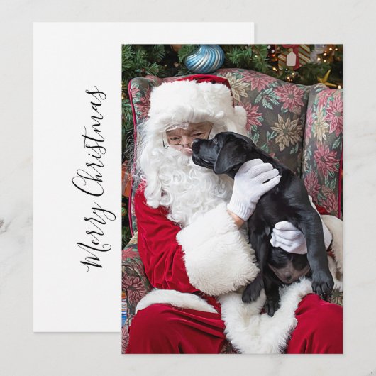 Santa Claus Black Lab Puppy Dog Labrador Kerstmis Feestdagenkaart (Voorkant / Achterkant)