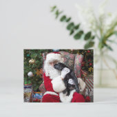 Santa Claus Black Labrador-kerstpop Feestdagenkaart (Staand voorkant)