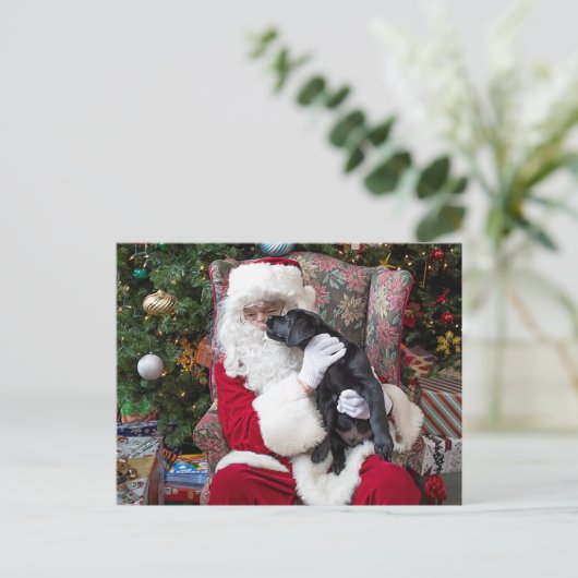 Santa Claus Black Labrador-kerstpop Feestdagenkaart (Staand voorkant)