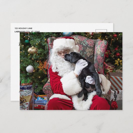 Santa Claus Black Labrador-kerstpop Feestdagenkaart (Voorkant / Achterkant)
