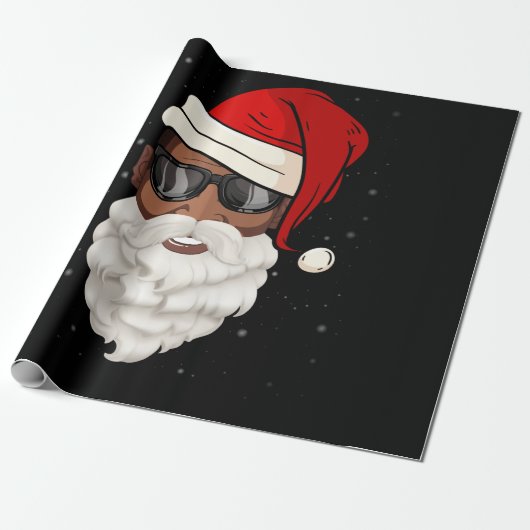 Santa Claus Black Xmas Santa Afro African American Cadeaupapier (Uitgerold)