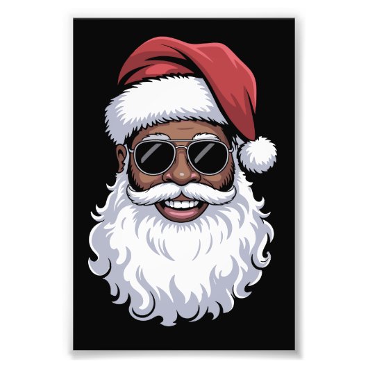 Santa Claus Black Xmas Santa Afro African American Foto Afdruk (Voorkant)