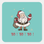 Santa Claus Blauwgroen Square Stickers (Voorkant)