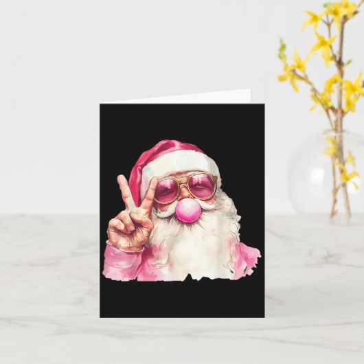 Santa Claus Blowing Bubble Gum Nk Sungles Christma Kaart (Gele Bloem)