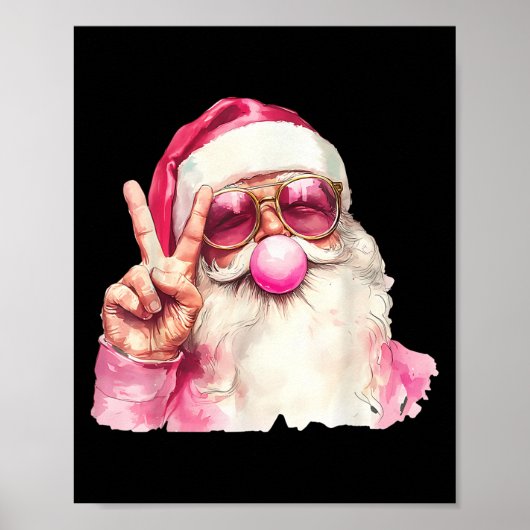 Santa Claus Blowing Bubble Gum Nk Sungles Christma Poster (Voorkant)