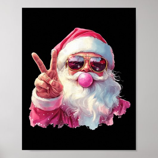 Santa Claus Blowing Bubble Gum Nk Sungles Christma Poster (Voorkant)