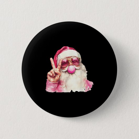 Santa Claus Blowing Bubble Gum Nk Sungles Christma Ronde Button 5,7 Cm (Voorkant)