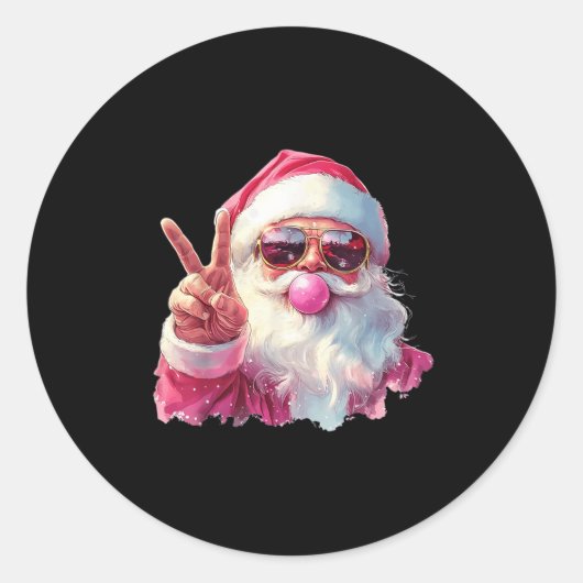 Santa Claus Blowing Bubble Gum Nk Sungles Christma Ronde Sticker (Voorkant)