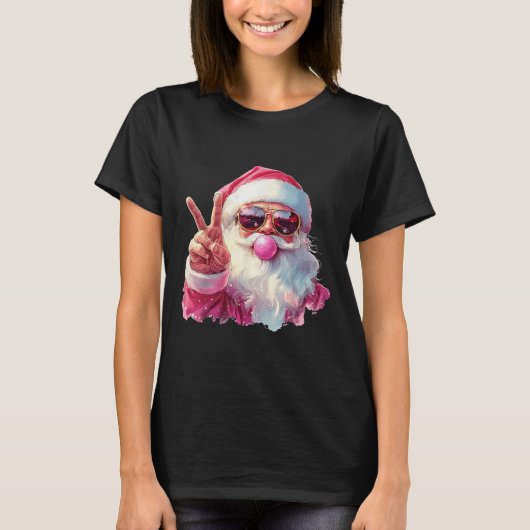Santa Claus Blowing Bubble Gum Nk Sungles Christma T-shirt (Voorkant)
