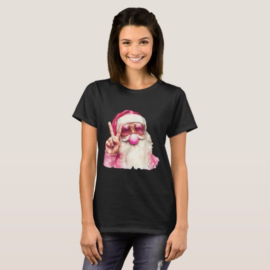 Santa Claus Blowing Bubble Gum Nk Sungles Christma T-shirt (Voorkant volledig)