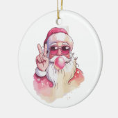 Santa Claus Blowing Bubble Gum Pink Sunglasses  Keramisch Ornament (Links)