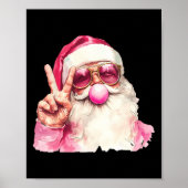 Santa Claus Blowing Bubble Gum Pink Sungles Christ Poster (Voorkant)