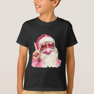Santa Claus Blowing Bubble Gum Pink Sungles Christ T-shirt
