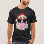 Santa Claus Blowing Bubble Gum Roze Zonnebril Chr T-shirt (Voorkant)