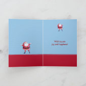 Santa Claus Blue Christmas Kaart (Binnen)