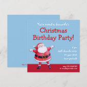 Santa Claus blue Kerstmis Uitnodiging (Voorkant / Achterkant)