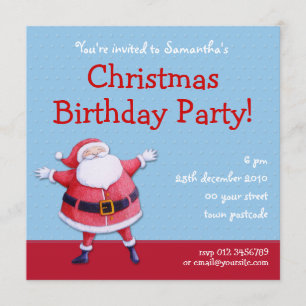 Santa Claus blue Kerstmis Uitnodiging