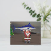 Santa Claus Blue Marlin Briefkaart (Staand voorkant)