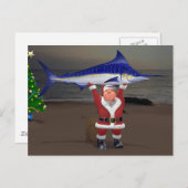 Santa Claus Blue Marlin Briefkaart (Voorkant / Achterkant)