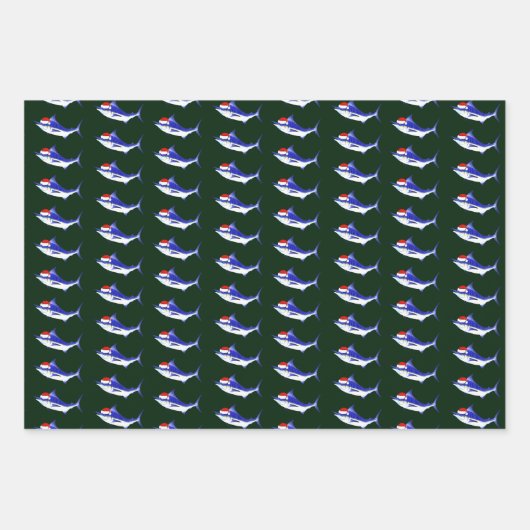 Santa Claus Blue Marlins Inpakpapier Vel (Voorkant 3)