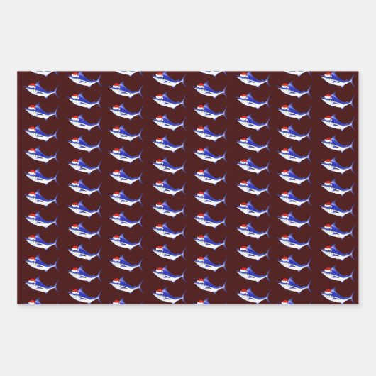 Santa Claus Blue Marlins Inpakpapier Vel (Voorkant 2)