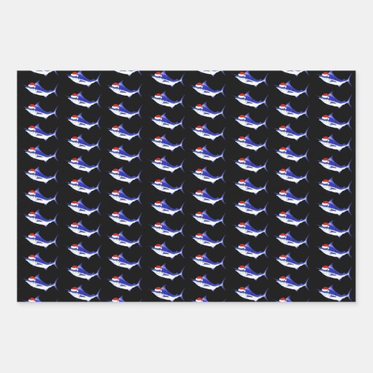 Santa Claus Blue Marlins Inpakpapier Vel