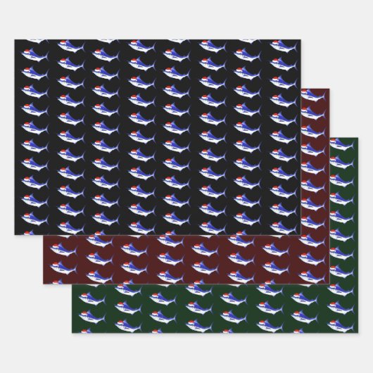 Santa Claus Blue Marlins Inpakpapier Vel (Set)