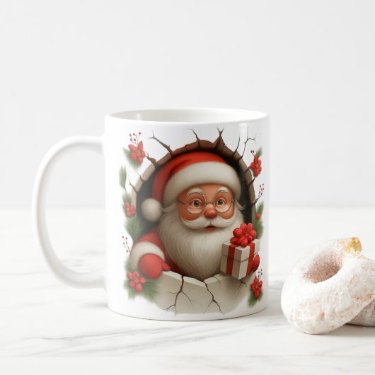 Santa Claus Breakthrough Christmas Mug Koffiemok (Met donut)