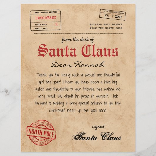 Santa Claus Brief van Santa Printable (Voorkant)