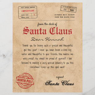 Santa Claus Brief van Santa  Printable