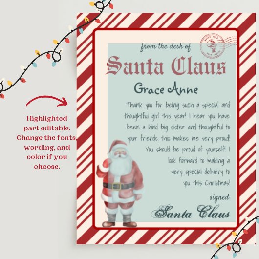 Santa Claus Brief van Santa  Printable