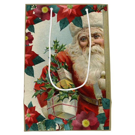 Santa Claus bringing gifts and presents Medium Cadeauzakje (Achterkant)